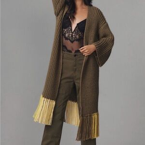 Anthropologie Long Fringe Cardigan Sweater
